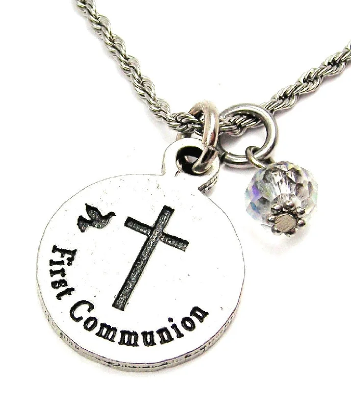 Luxury Silver Necklace-First Communion Catalog Necklace