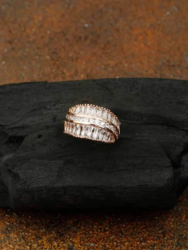 Vintage Engagement Ring-Rose Gold Gokul Zirconia Ring - EOSS