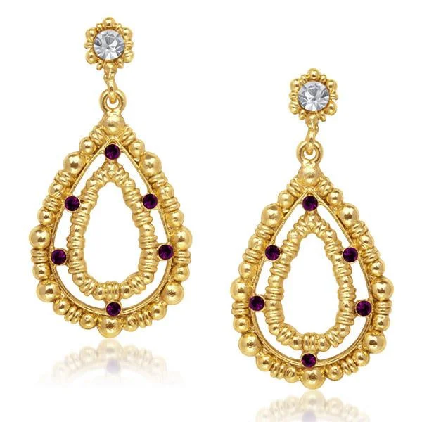 Elegant Diamond Earrings-Urthn Austrian Stone Gold Plated Dangler Earrings - 1304721