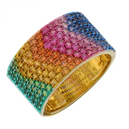 Men's Signet Ring-Rainbow Pave Cigar Ring