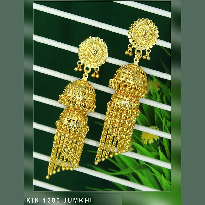 Elegant Diamond Earrings-Mahavir Gold Plated Jhumki Earrings