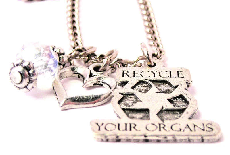 Colorful Crystal Necklace-Recycle Your Organs Necklace with Small Heart