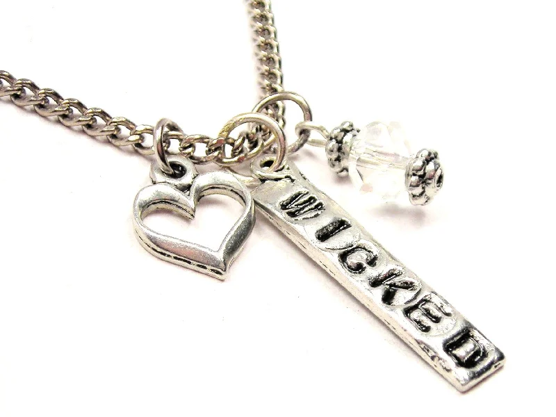 Rose Gold Necklace for Women-Wicked Tab Necklace with Small Heart