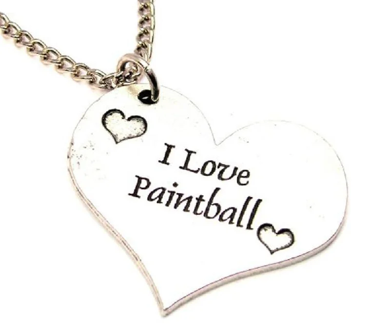 Simple Chain Necklace-I Love Paintball Single Charm Necklace