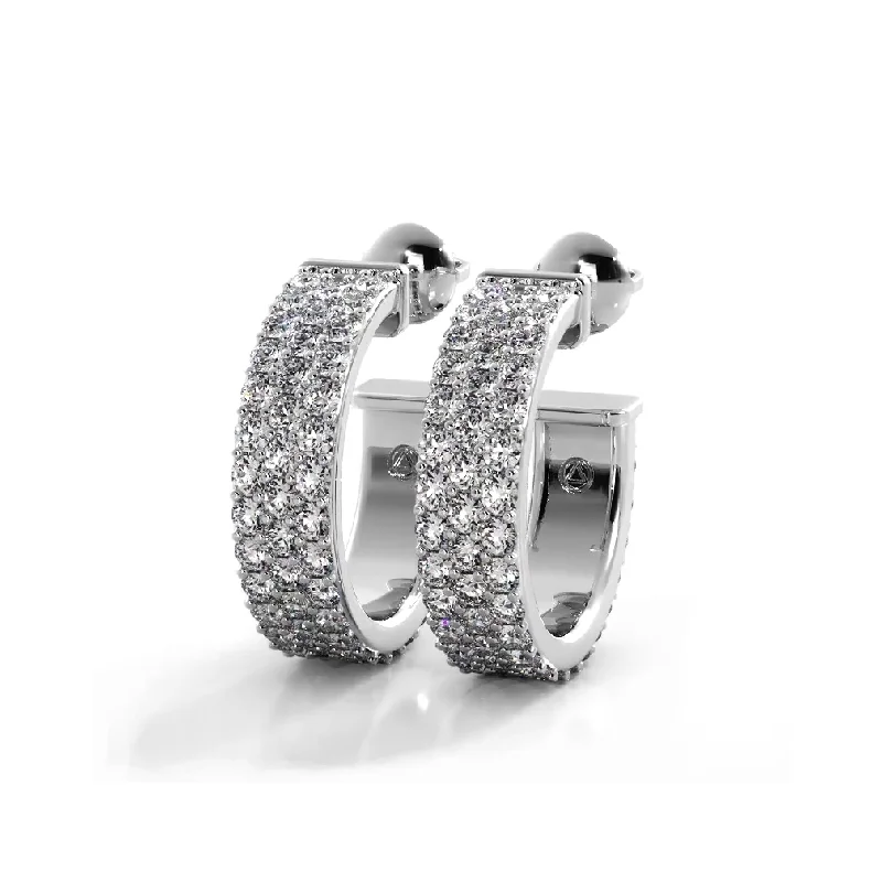 Luxe Pearl Earrings-2.0 ctw. Classic Triple Row Pave Diamond Hoop Earrings