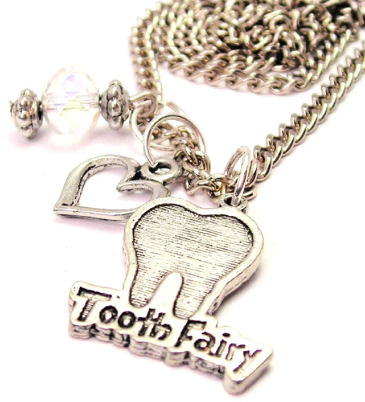 Wedding Necklace for Bride-Tooth Fairy Necklace with Small Heart