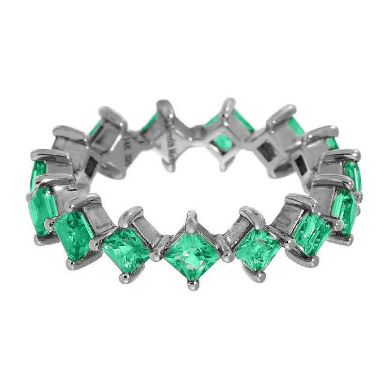 Customizable Engagement Ring-Jo Band Silver Emerald