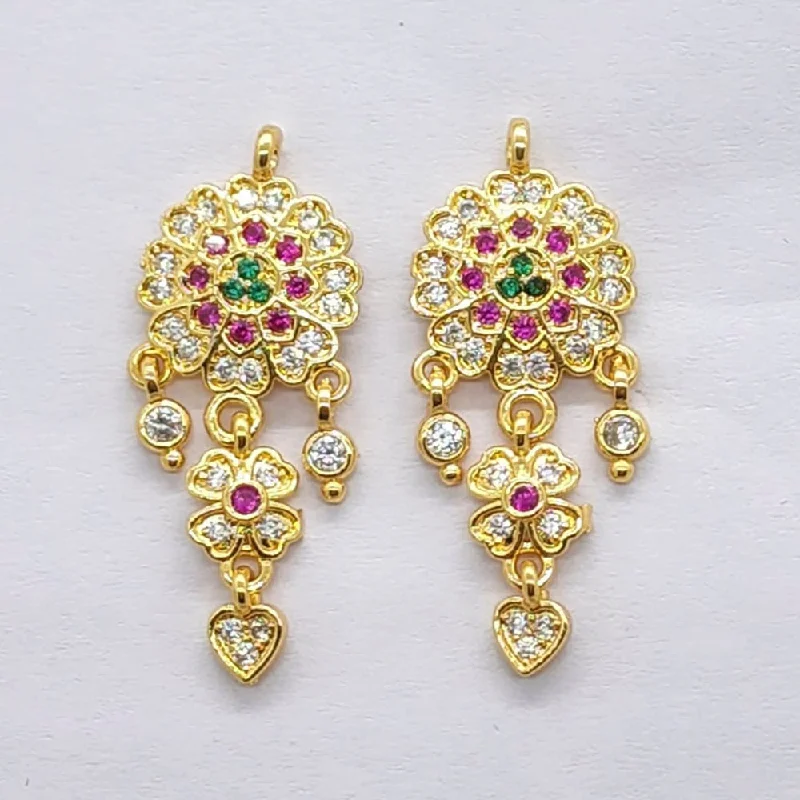 Nature Inspired Earrings-Raiyaraj Gold Plated American Diamond Micro Plated Pack of 3 Dangler Earrings