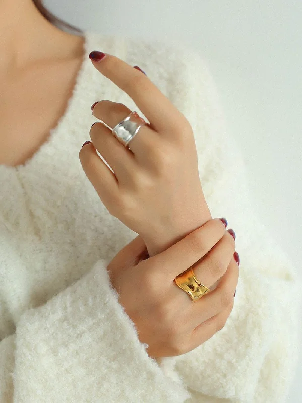 Simple Silver Ring for Women-925 Silver Irregular Split Ring