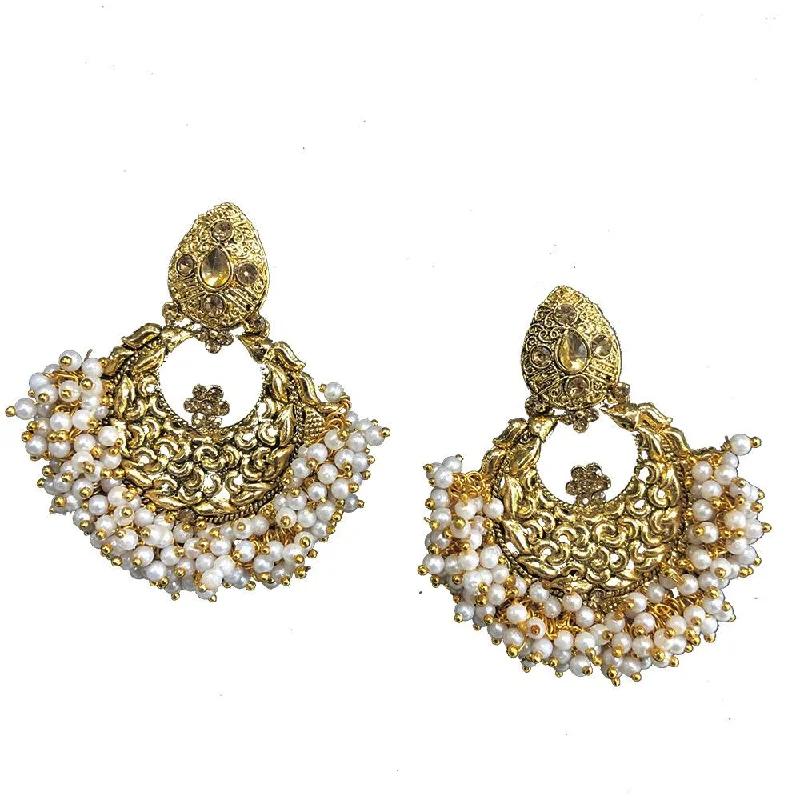 Gemstone Stud Earrings-Shreeji Brown Austrian Stone Gold Plated Dangler Earrings - SE_377