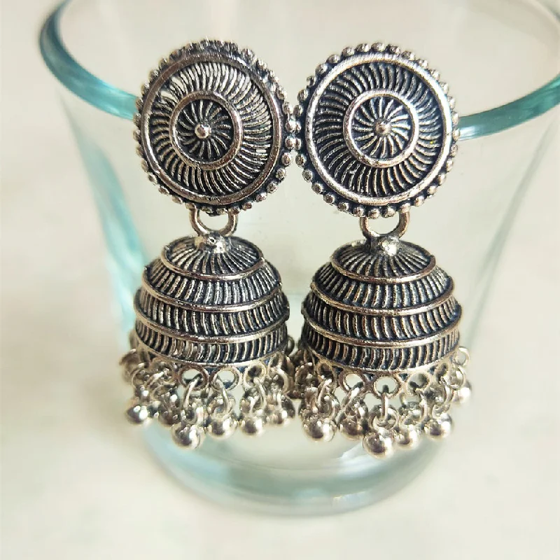 Sweet Earrings for Kids-H K Fashion Silver Plated Jhumki Earrings