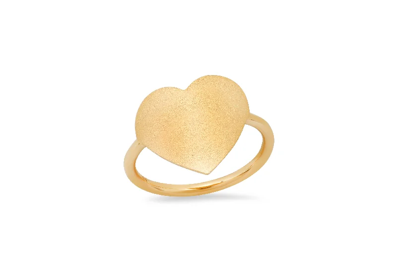 Diamond Ring with Matching Band-MS X SRJ Large Solid Heart Ring