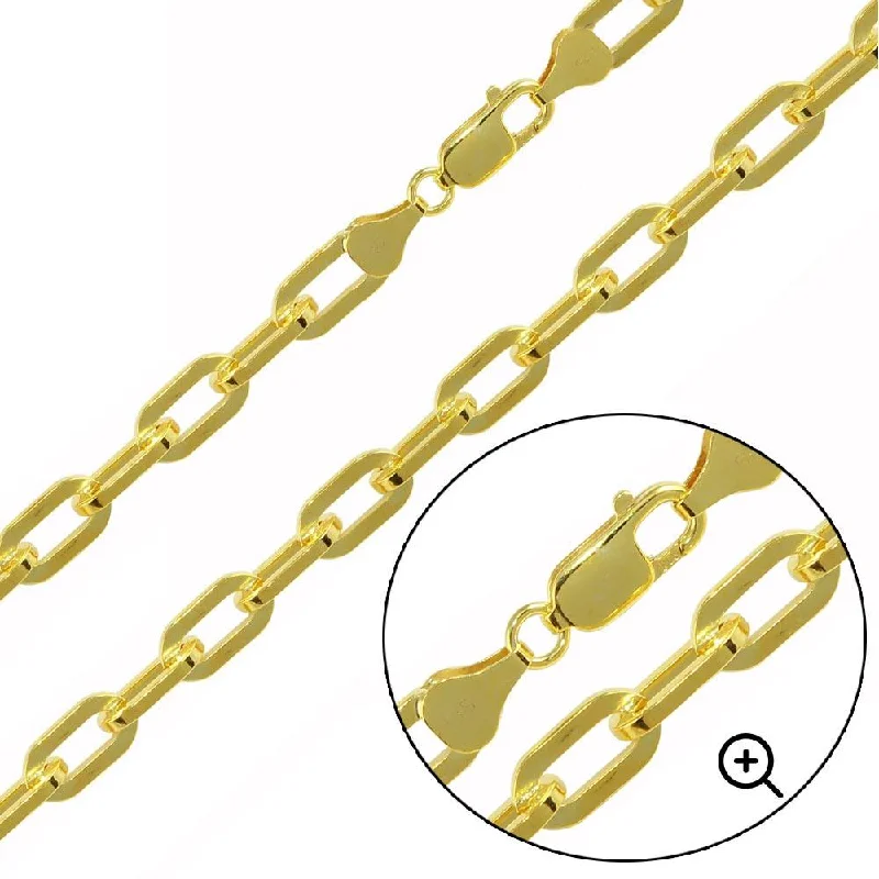 Luxury Gold Bracelet-Gold Plated 925 Sterling Silver Wide Oval D Cut Link Paperclip 6mm Chain or Bracelet - CH950 GP