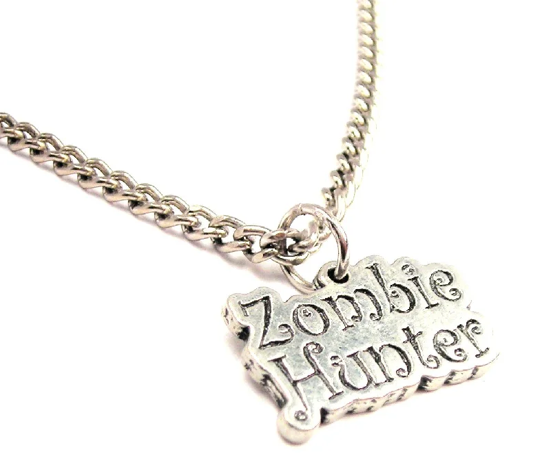 Vintage Pearl Necklace-Zombie Hunter Single Charm Necklace