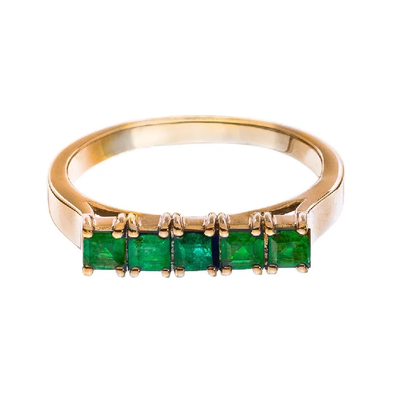 Gold Wedding Ring with Diamonds-Josie Ring Rose Gold Emerald