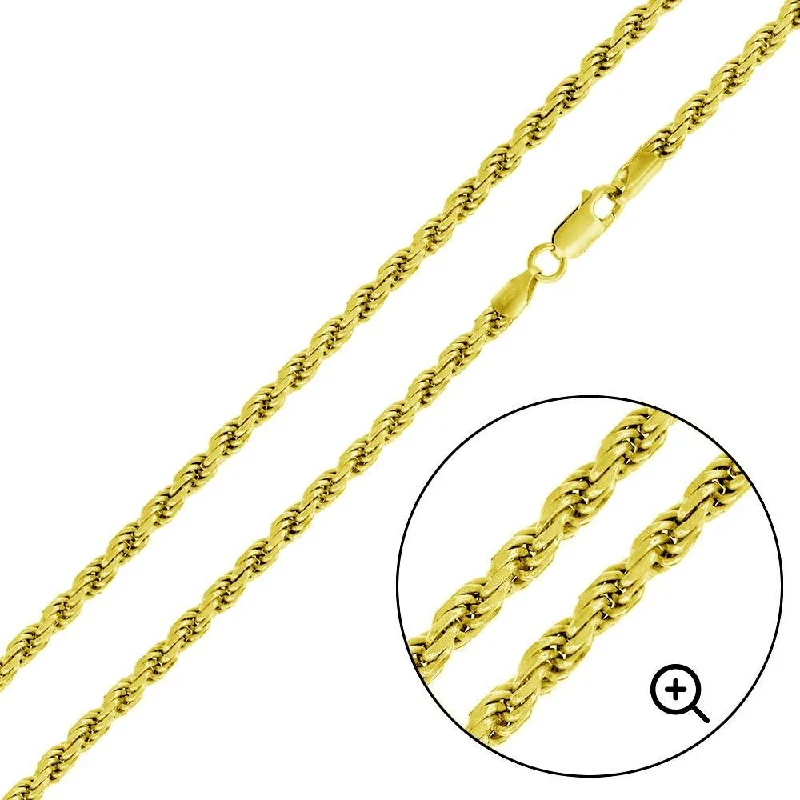 Silver Stackable Bracelets-Gold Plated 925 Sterling Silver Rope 080 Chain or Bracelet  3.8mm - CH394 GP