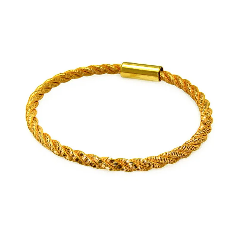 Gold Gemstone Bracelet-Silver 925 Gold Plated Rope Italian Bracelet - ITB00086GP