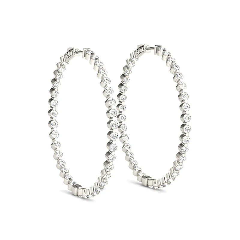 Swaying Earrings-6.0 ct. Floating Diamond Hoop Earrings Inside-Out Style