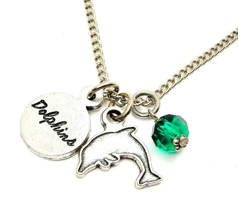 Classic Link Necklace-Dophin With Dolphins Circle Necklace