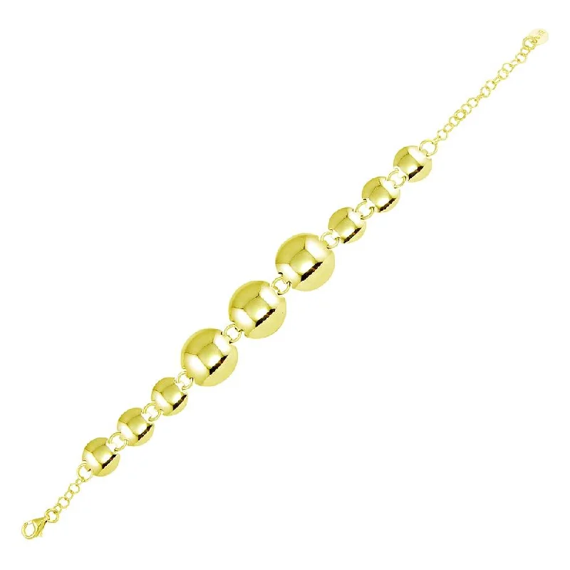 Customizable Gemstone Bracelet-Gold Plated 925 Sterling Silver Small and Large Circle Disc Bracelet - ECB00115GP