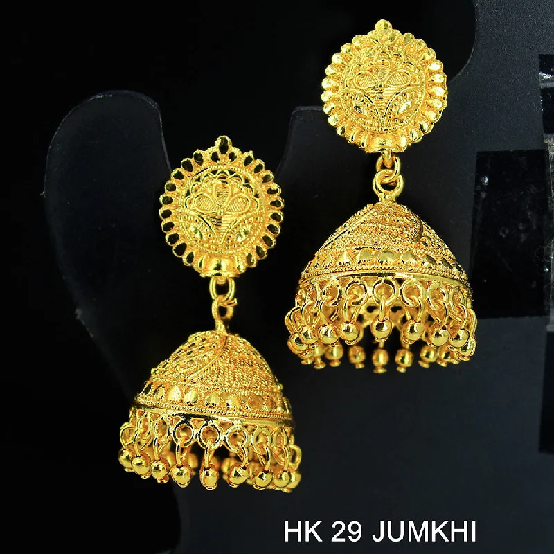 Art Deco Earrings-Mahavir Dye Gold Jhumki Earrings