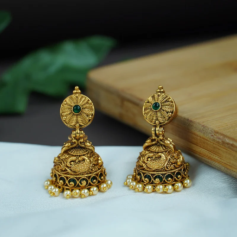 Boho Drop Earrings-Diksha Collection Gold Plated Pota Stone Jhumki Earrings