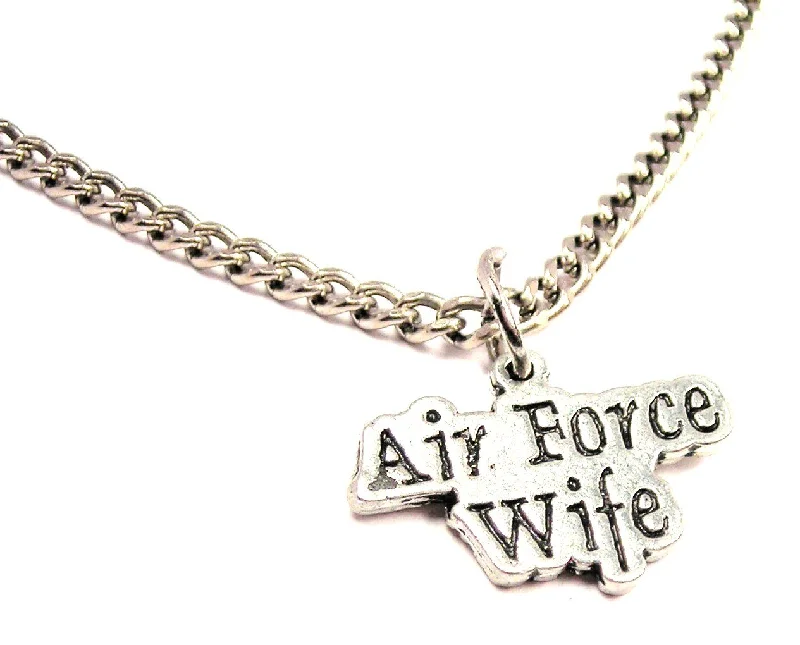 Silver Necklace with Charms-Air Force Wife Single Charm Necklace