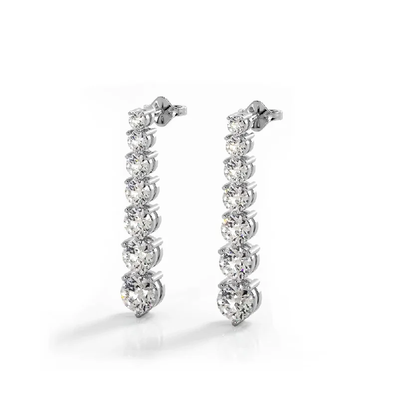 Silver Teardrop Earrings-2.0 ctw. Round Diamond Cascade Drop Earrings