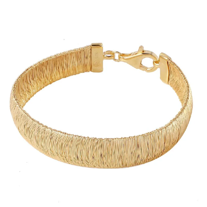 Gold Chain Bracelet for Men-Silver 925 Gold Plated Wheat Thick Italian Bracelet - DIB00002GP