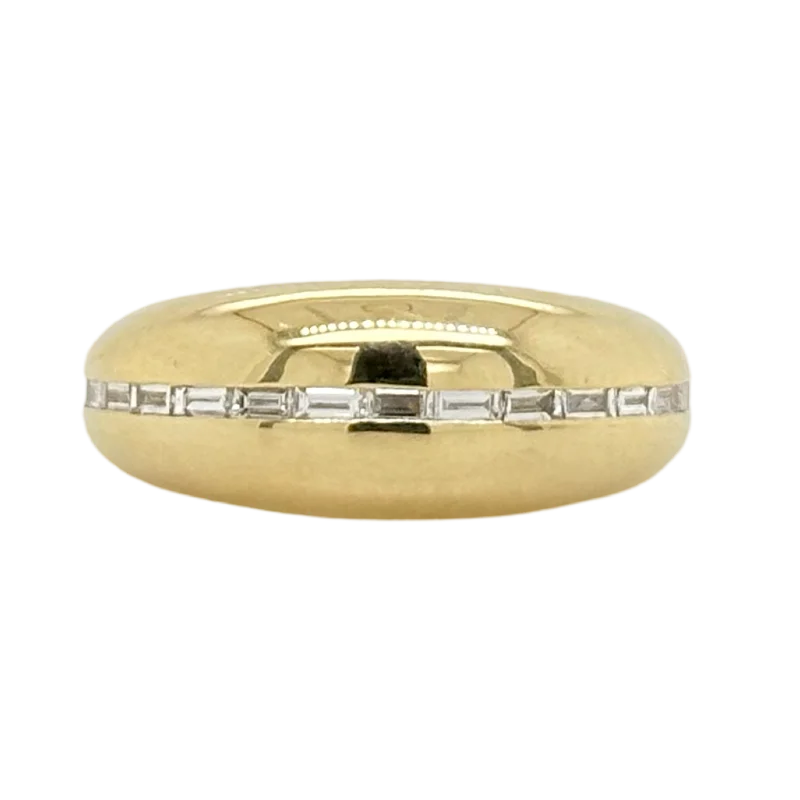 Diamond Eternity Band for Women-BAGUETTE DIAMOND DOMED RING