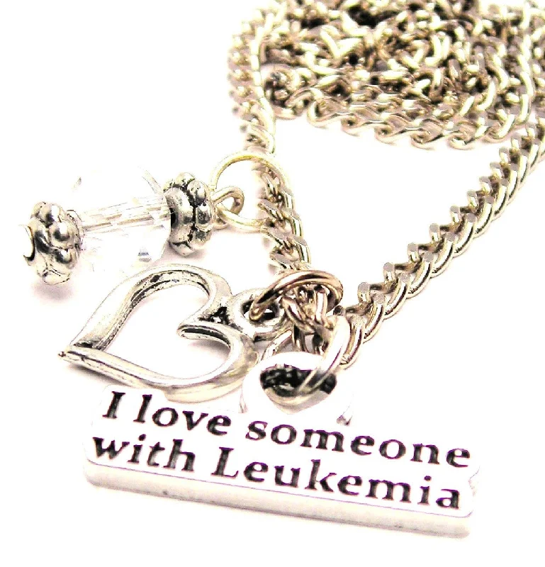 Luxury Pendant Necklace-I Love Someone With Leukemia Heart And Crystal Necklace