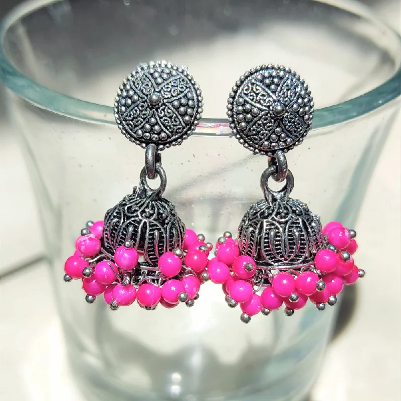 Butterfly Shape Earrings-H K Fashion Silver Plated Jhumki Earrings