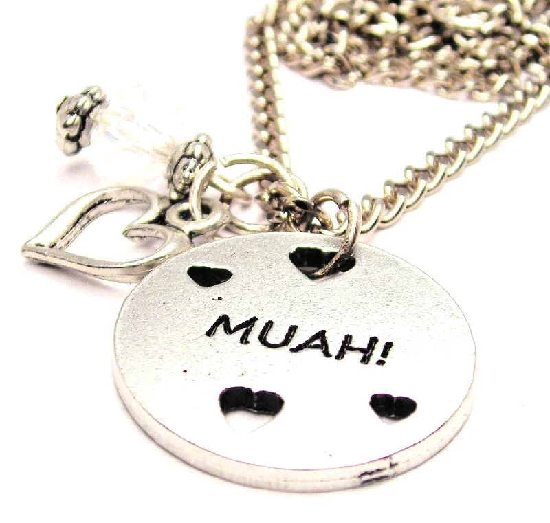 Fashionable Name Necklace-Muah With Cut Outs Necklace with Small Heart