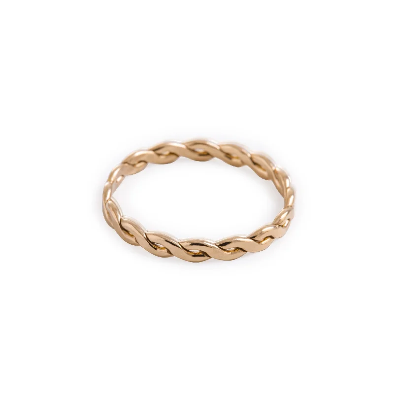 Elegant Diamond Ring-Gold Braided Stacking Ring