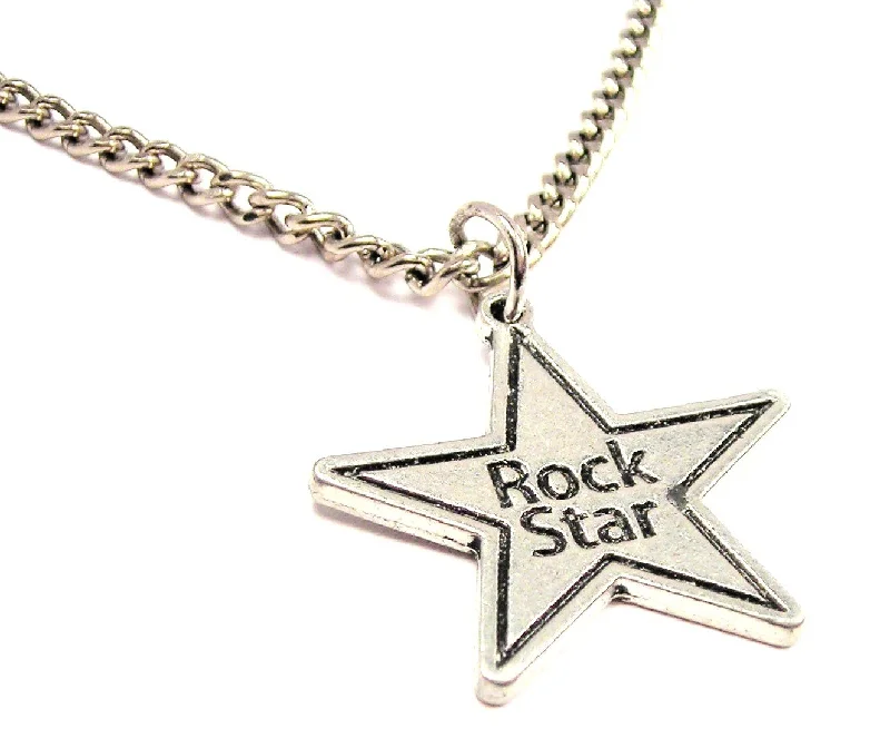 Delicate Chain Necklace-Rock Star Single Charm Necklace