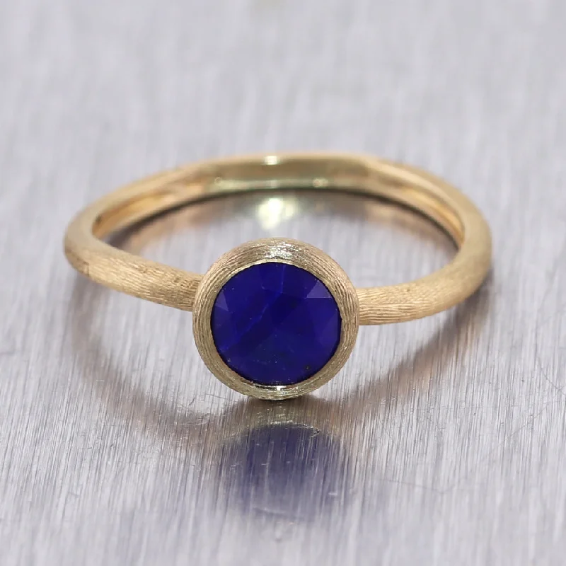 Luxury Wedding Band-Marco Bicego 18k Yellow Gold Jaiour Lapis Lazuli Stackable Ring