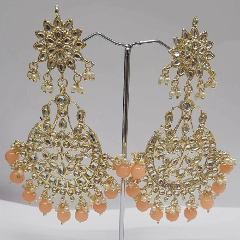 Floral Earrings-Shreeji Kundan Stone Gold Plated Dangler Earrings - ShreejiEar25