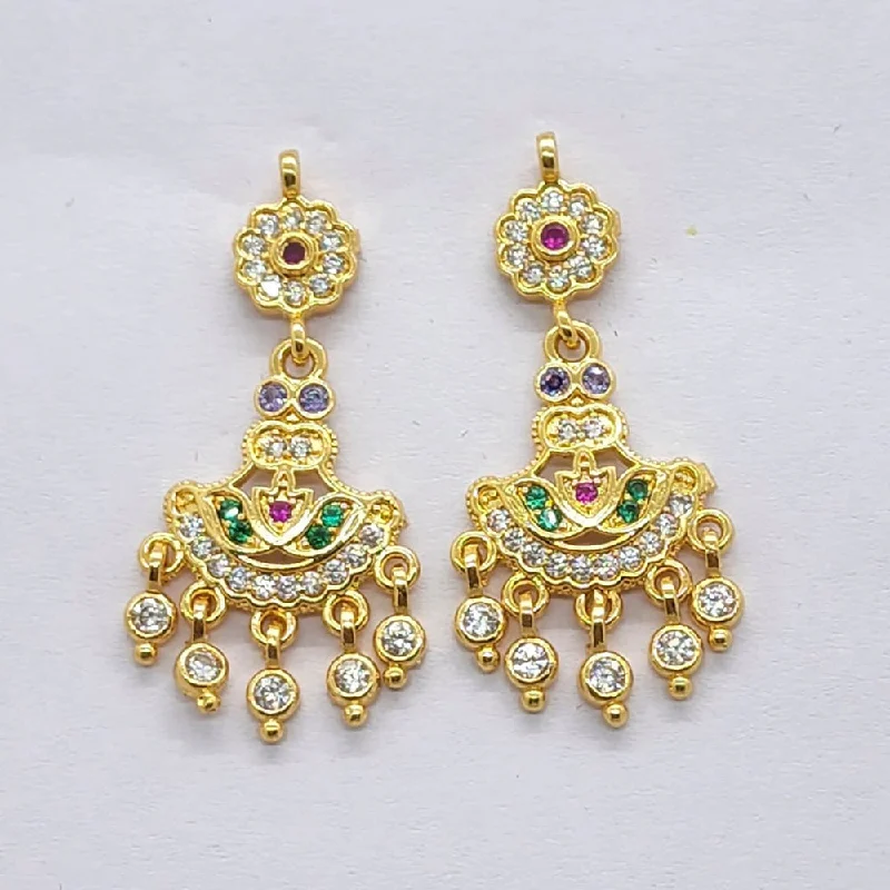 Small Hoop Earrings-RaiyarajPack of 3 Gold Plated American Diamond Micro Plating Dangler Earrings