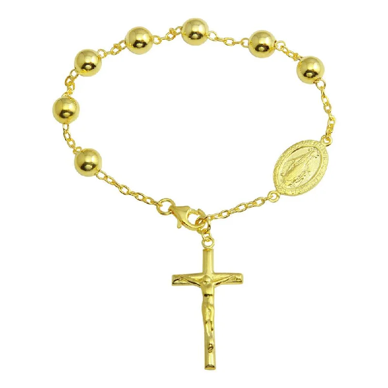 Friendship Bracelet for Adults-Gold Plated 925 Sterling Silver Rosary Bracelet - DIB00070GP