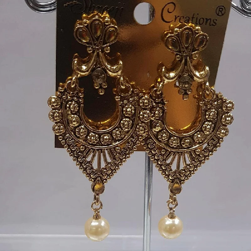 Chic Ear Cuffs Earrings-Shreeji Austrian Stone Gold Plated Dangler Earrings