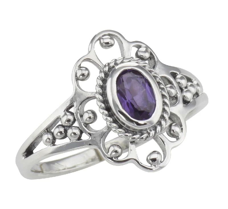 Handmade Engagement Ring-Antique Style Amethyst Ring