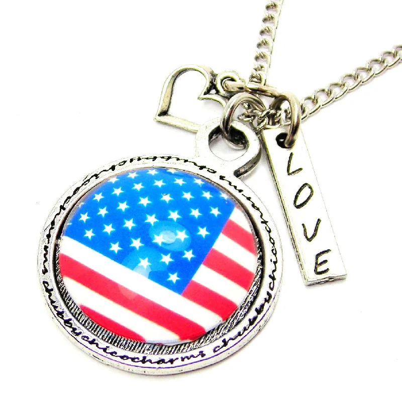 Simple Choker Necklace-The American Flag Framed Resin Necklace