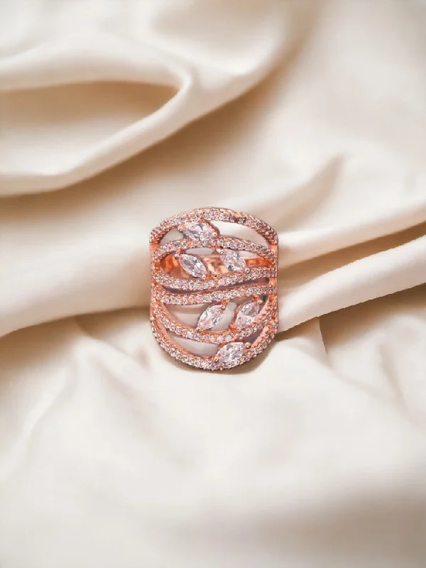 Matching Couple Rings-Rose Gold Varada Zirconia Ring - EOSS