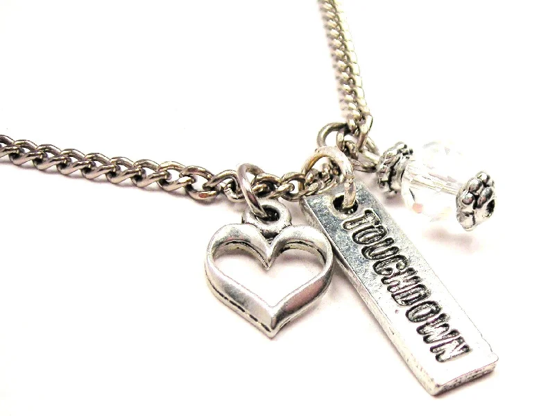 Designer Necklace for Women-Touchdown Tab Necklace with Small Heart