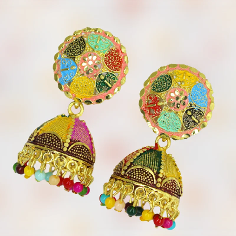 Trendy Hoop Earrings-Mahavir Dye Gold Jhumki Earrings