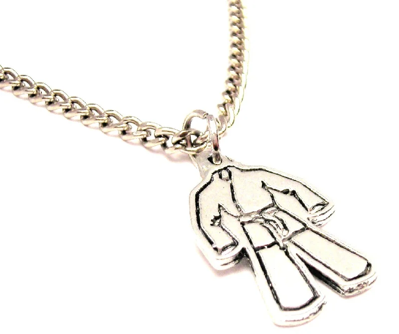 Bar Pendant Necklace-Karate Gi Uniform Single Charm Necklace