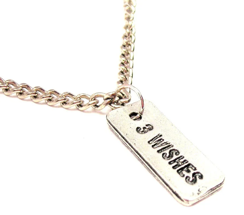 Engraved Name Necklace-Three Wishes Single Charm Necklace