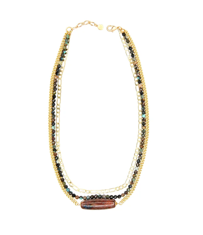 Opal Necklace for Women-Palladio Triple Strand Necklace in Canyon Jasper