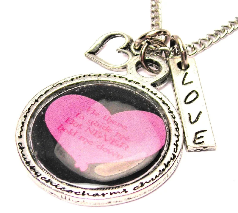 Personalized Infinity Necklace-Be There To Guide Me But Never Hold Me Down Framed Resin Necklace