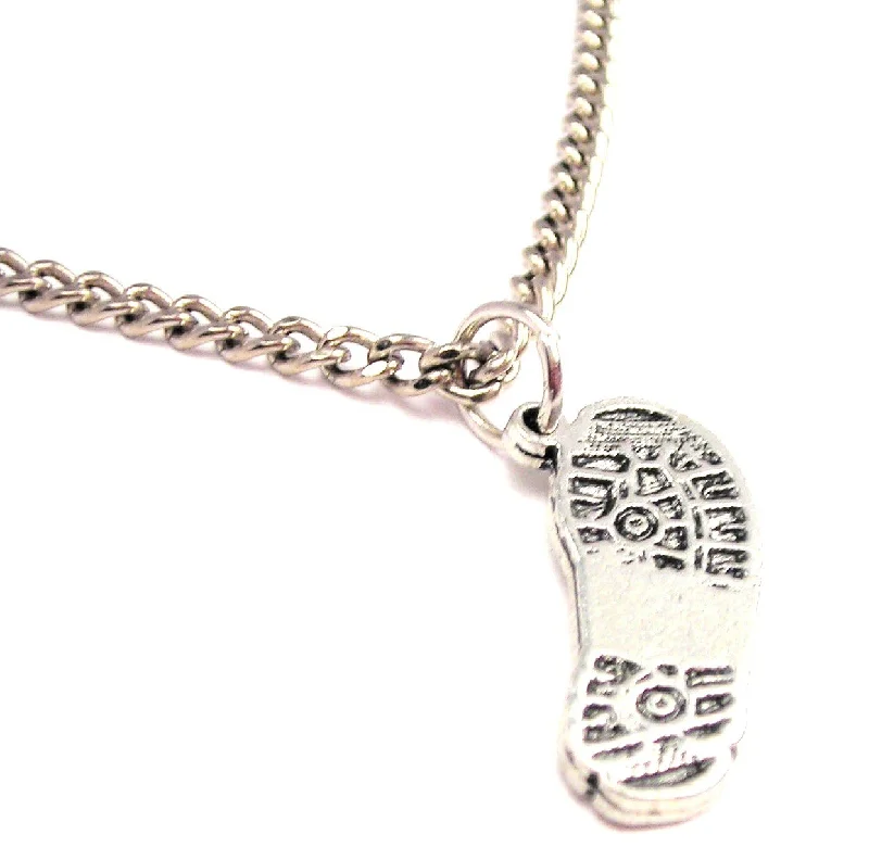 Layered Chain Necklace-Combat Boot Print Single Charm Necklace